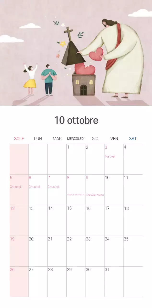 Chiesa illustrazione pulita pastello