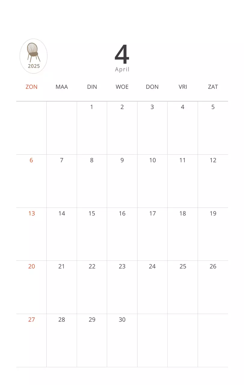 Beige minimalistische interieurkalender