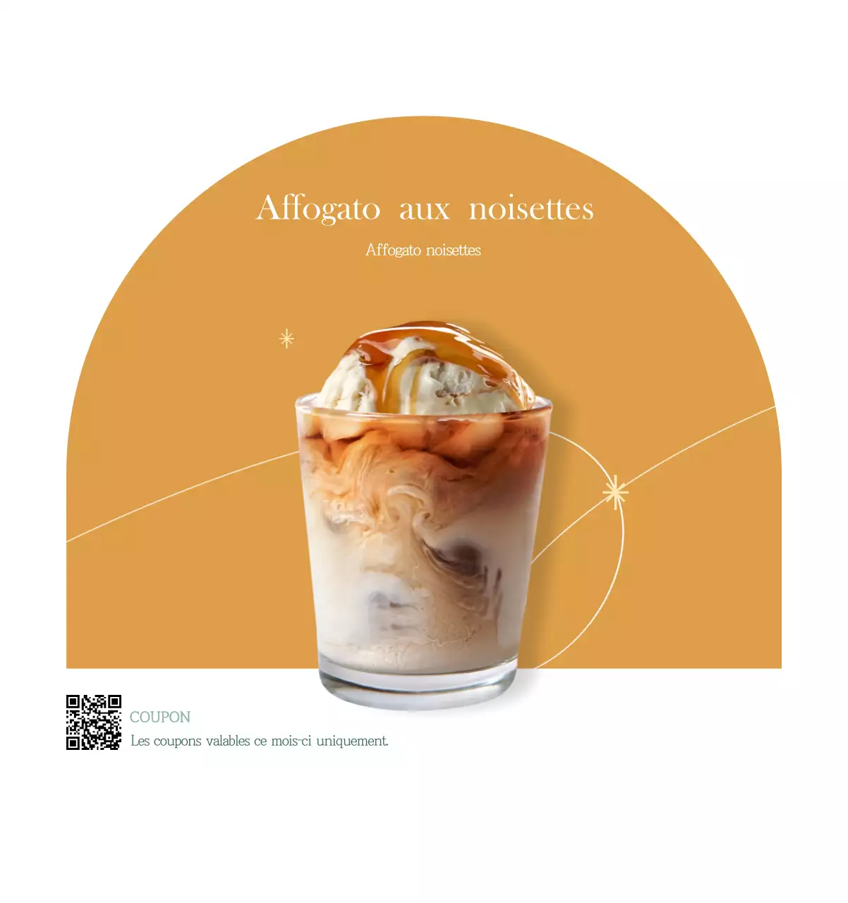 Un calendrier moderne pour les cafés avec des recommandations sur la boisson du mois.