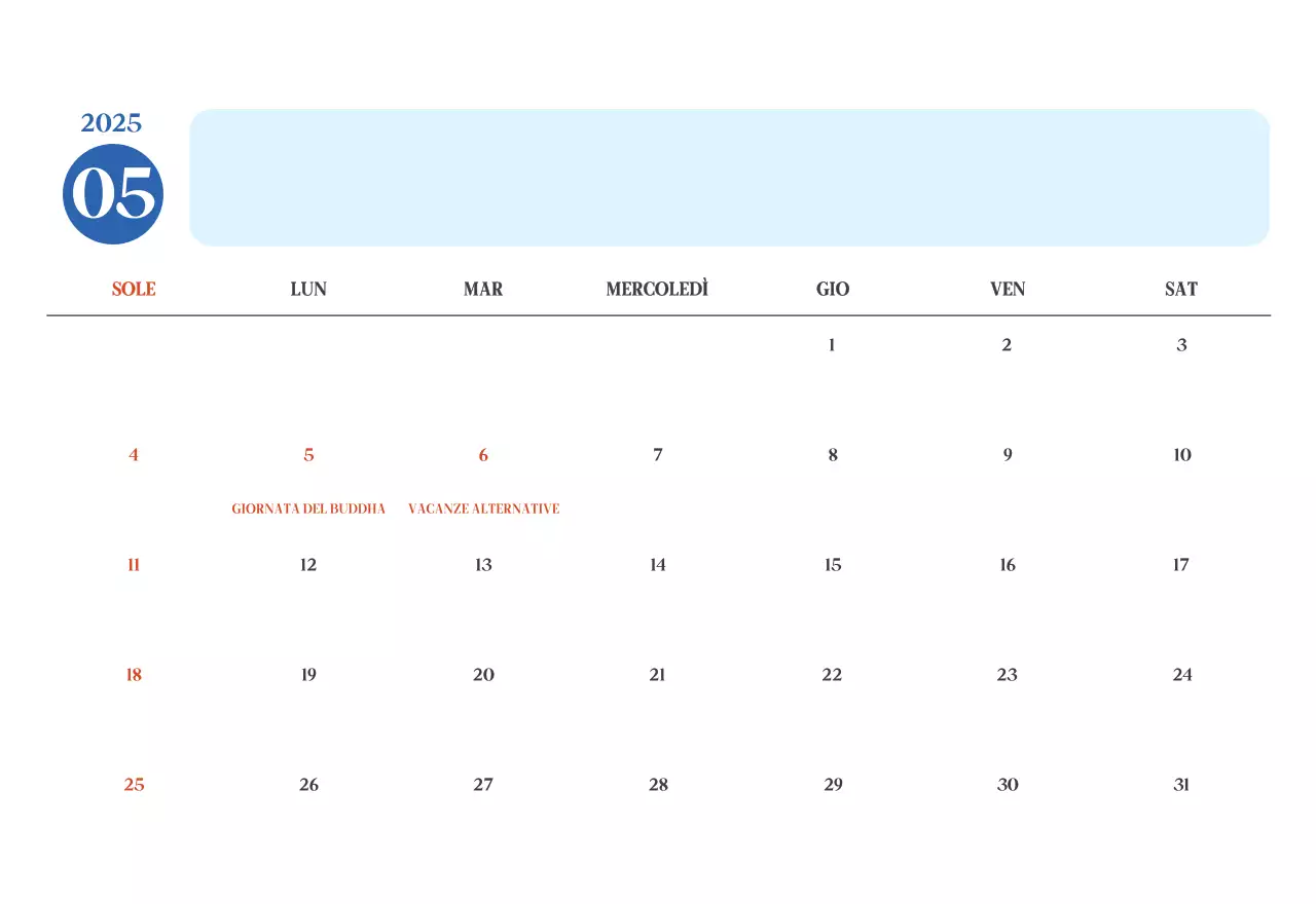 Calendario ospedaliero moderno blu