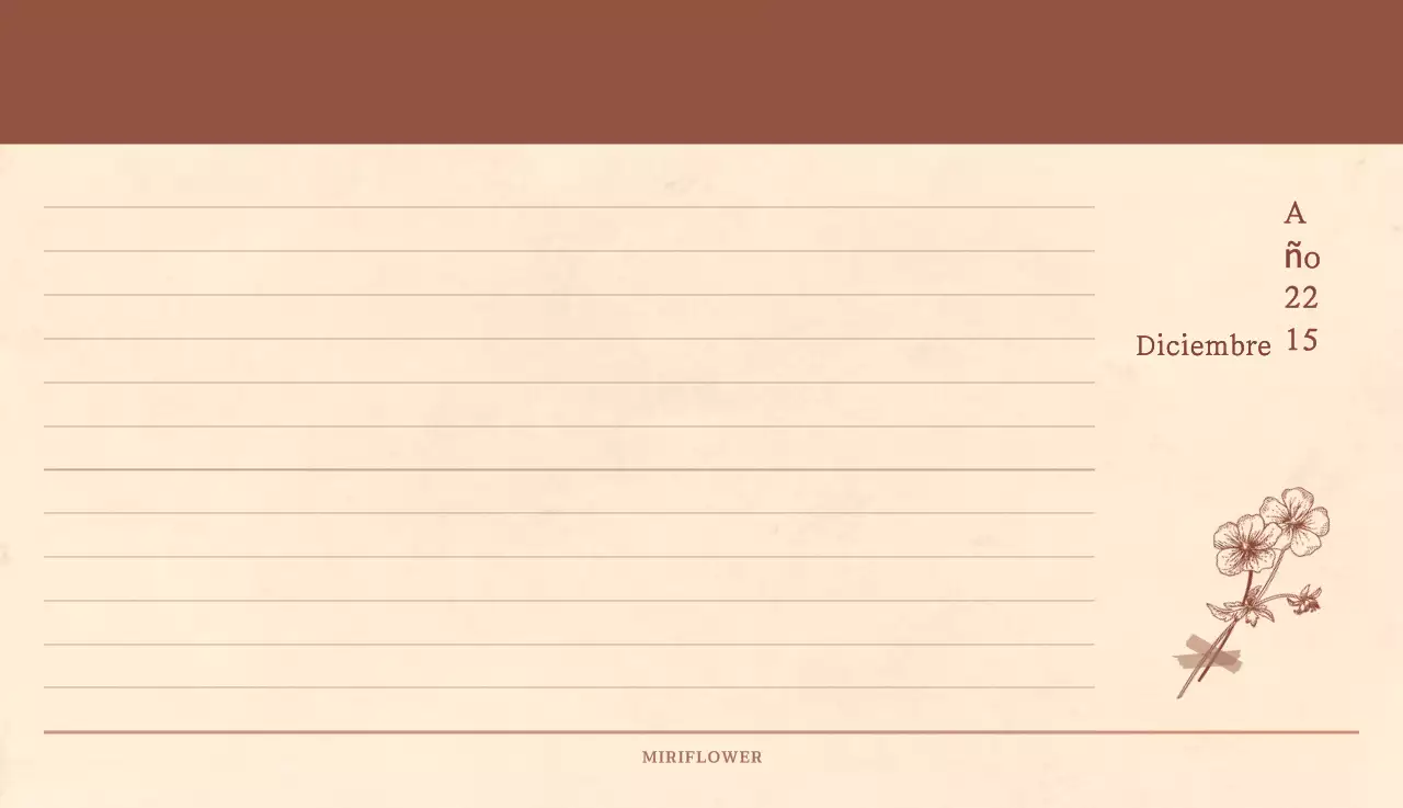 Un calendario sentimental de floristería en papel de lana marrón claro y marrón concepto