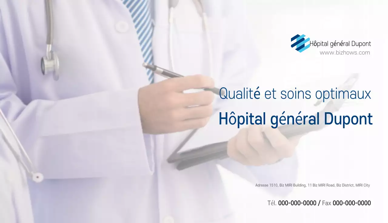 Calendrier promotionnel d'hôpital simple blanc marine