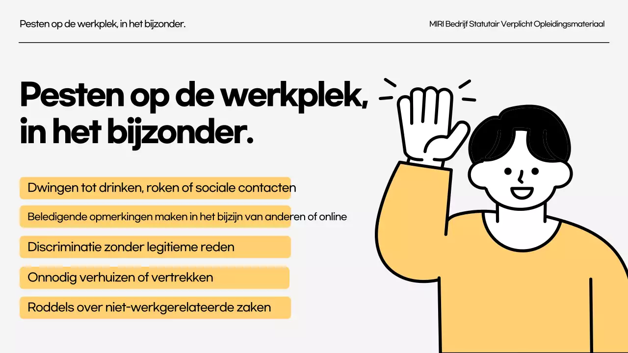 Training ter voorkoming van intimidatie op het werk Wettelijke training