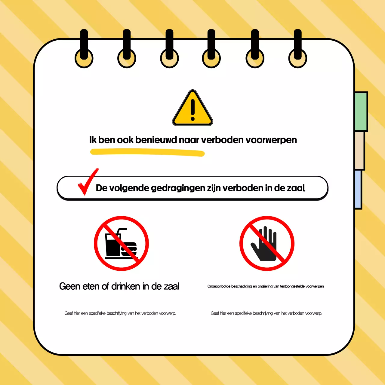 Opvallende informatie op een gele achtergrond