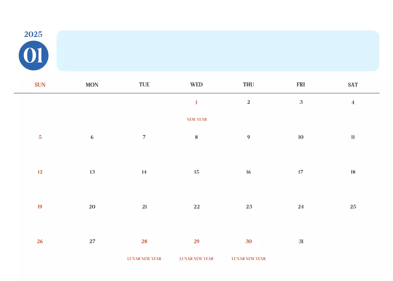 Blue Modern Hospital Calendar