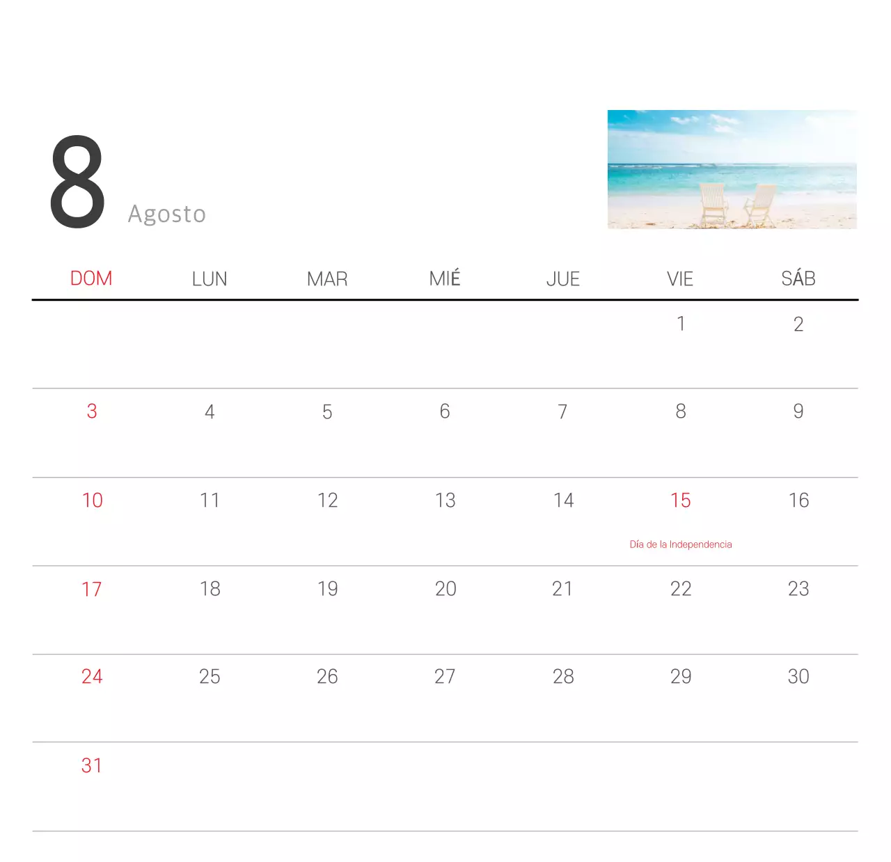 Calendario blanco de naturaleza botánica limpia