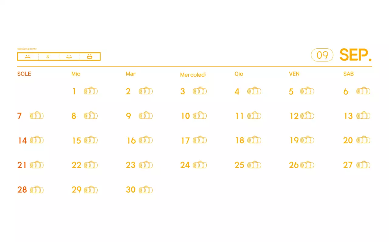 Calendario promozionale arancione dello yoga minimalista