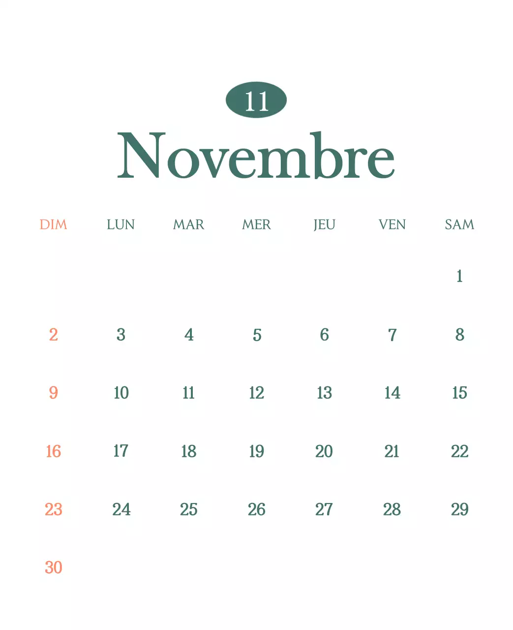 Un calendrier moderne pour les cafés avec des recommandations sur la boisson du mois.