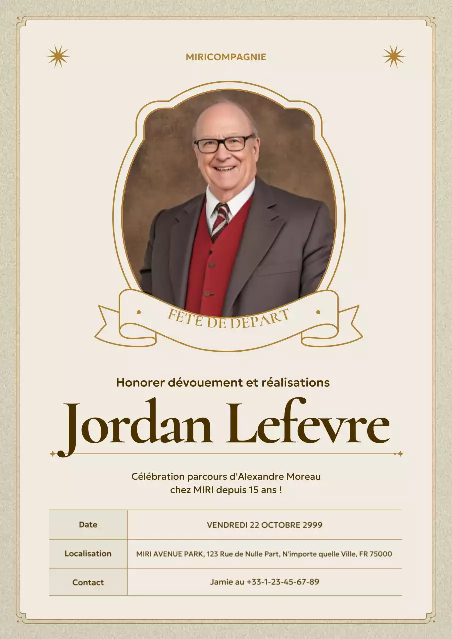 invitation à la retraite classique beige