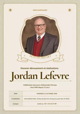 invitation à la retraite classique beige