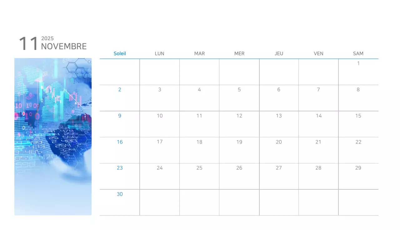 Calendrier moderne bleu Calendrier