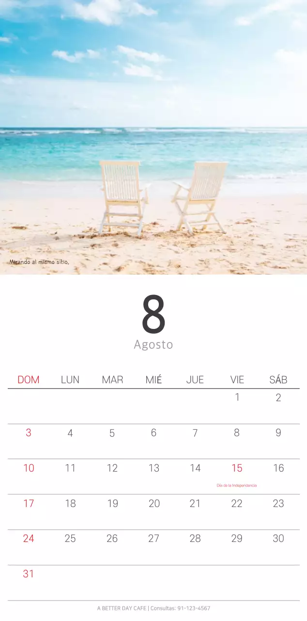 Calendario blanco de naturaleza botánica limpia