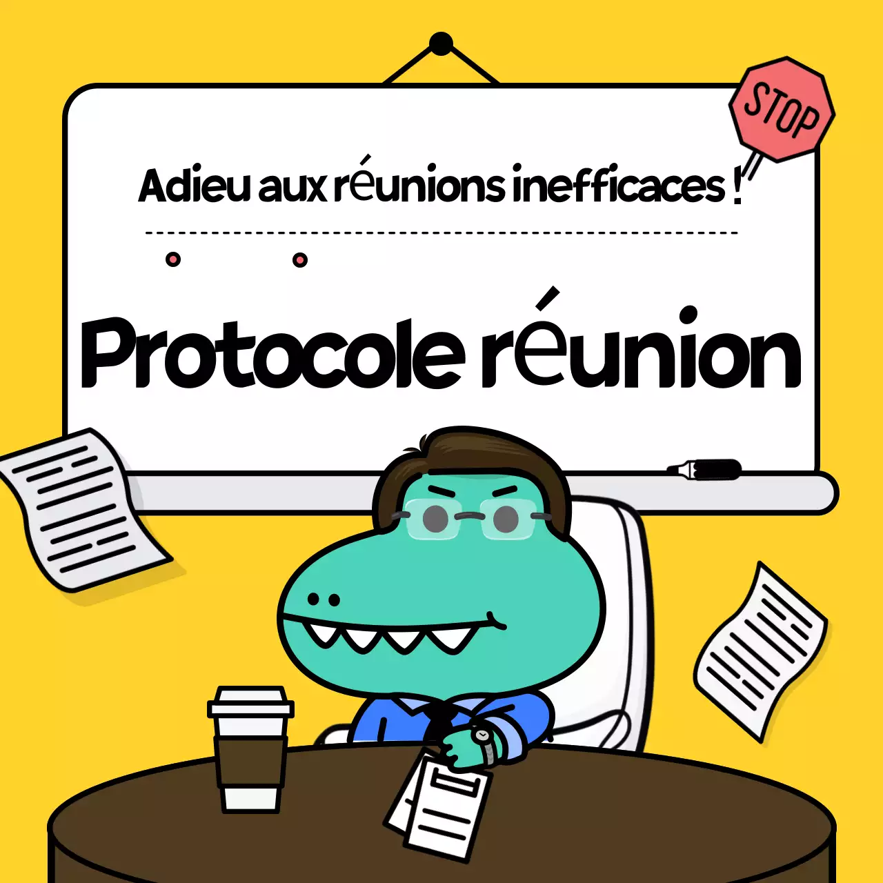 La lettre d'information jaune et jolie de la réunion d'entreprise