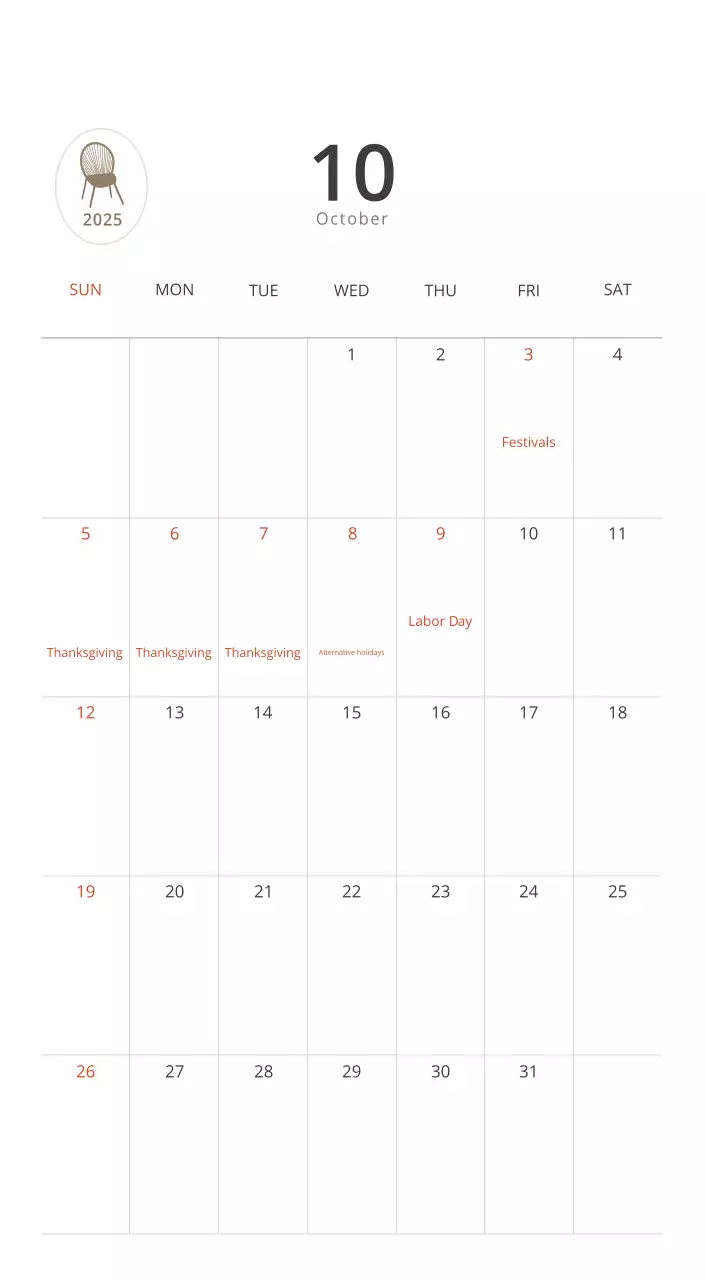 Beige Minimalist Interior Calendar