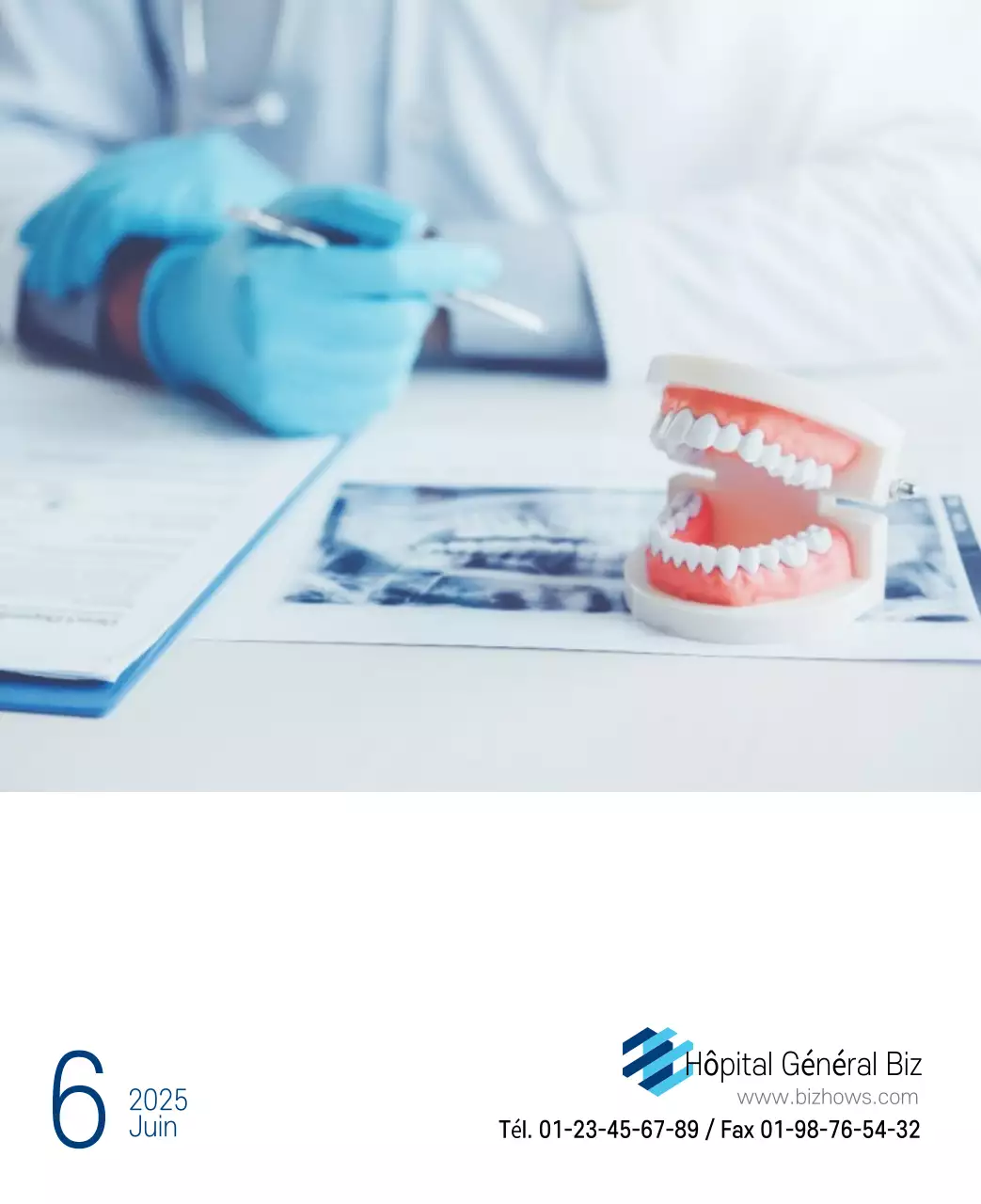 Calendrier promotionnel d'hôpital simple blanc marine