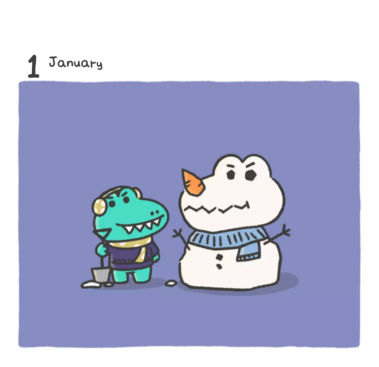 Kalender dengan konsep ilustrasi Ago yang lucu