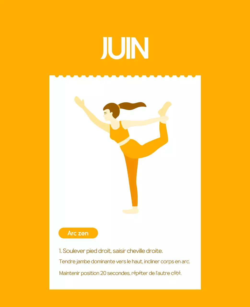 Calendrier promotionnel de yoga minimaliste orange