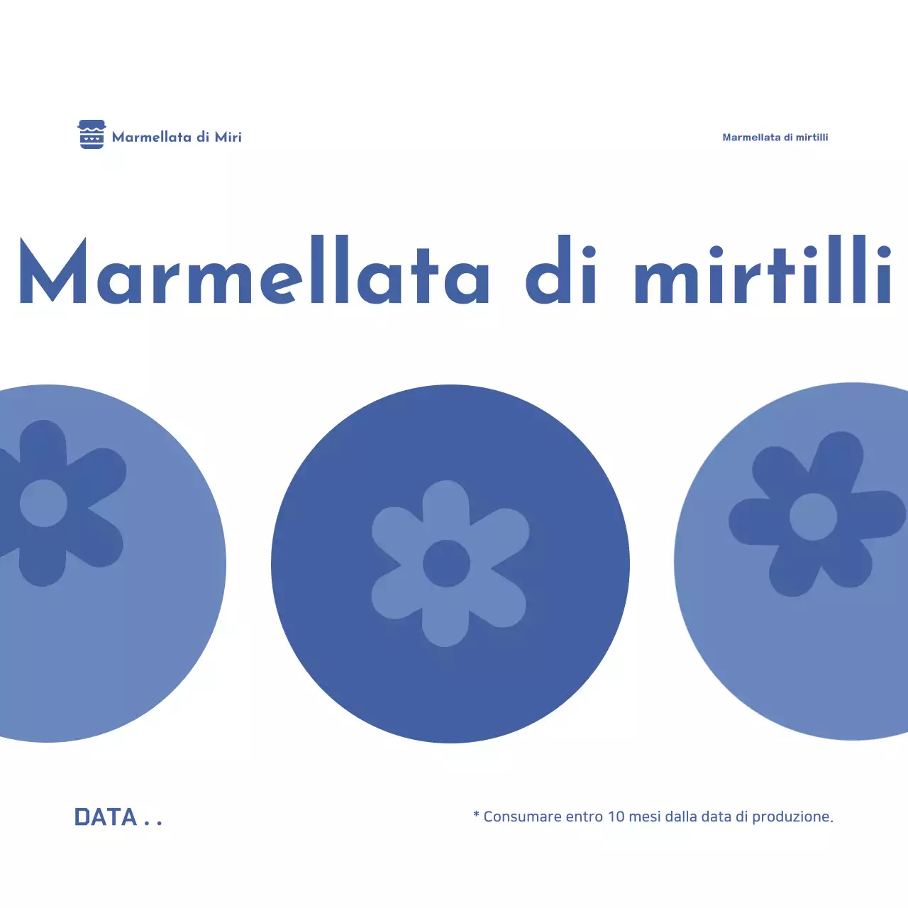 Etichetta blu per marmellata semplice