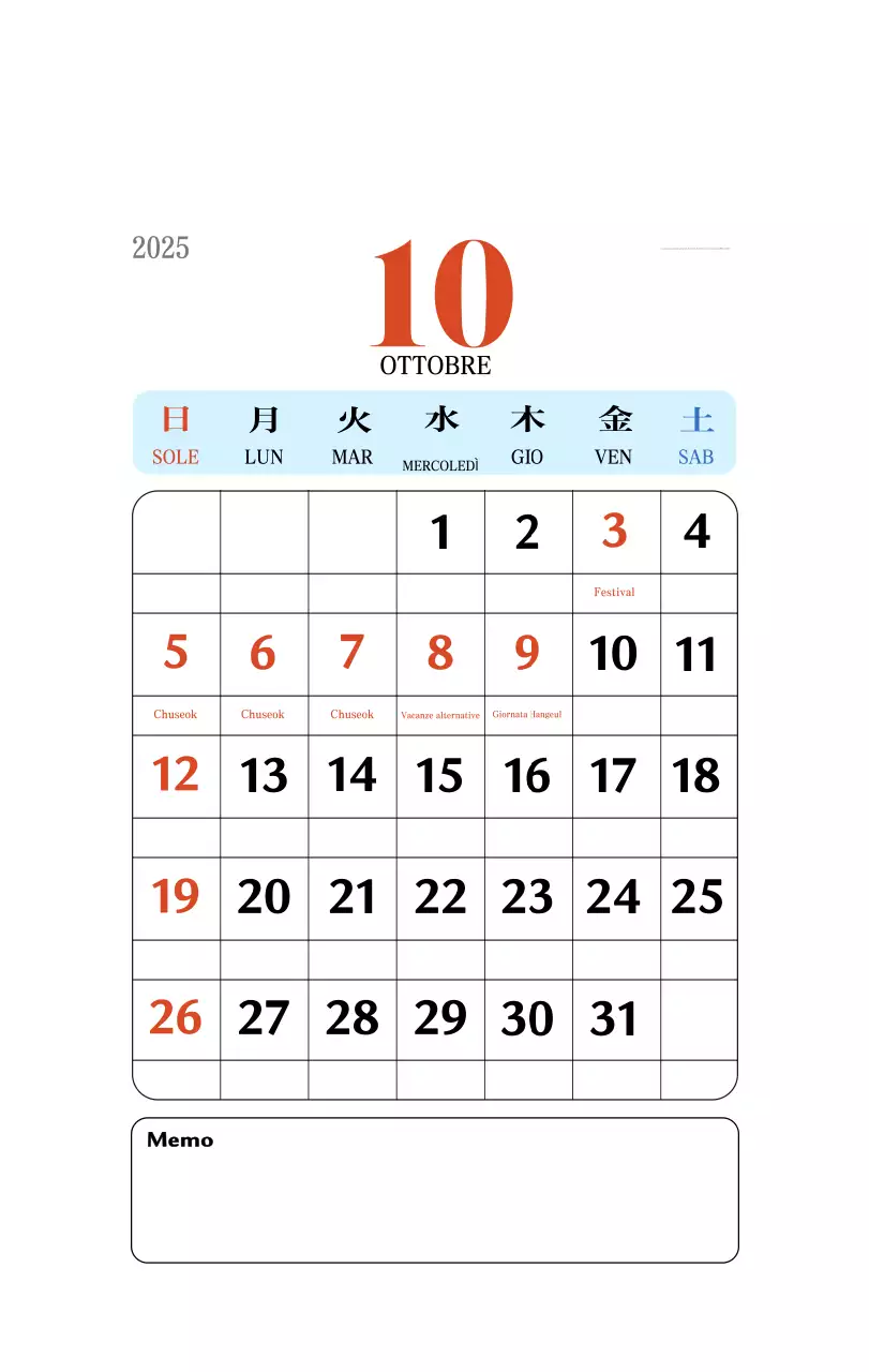 Calendario della memoria di concezione retrò in rosso