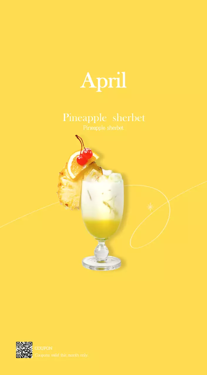 A modern cafe calendar with drink of the month recommendations