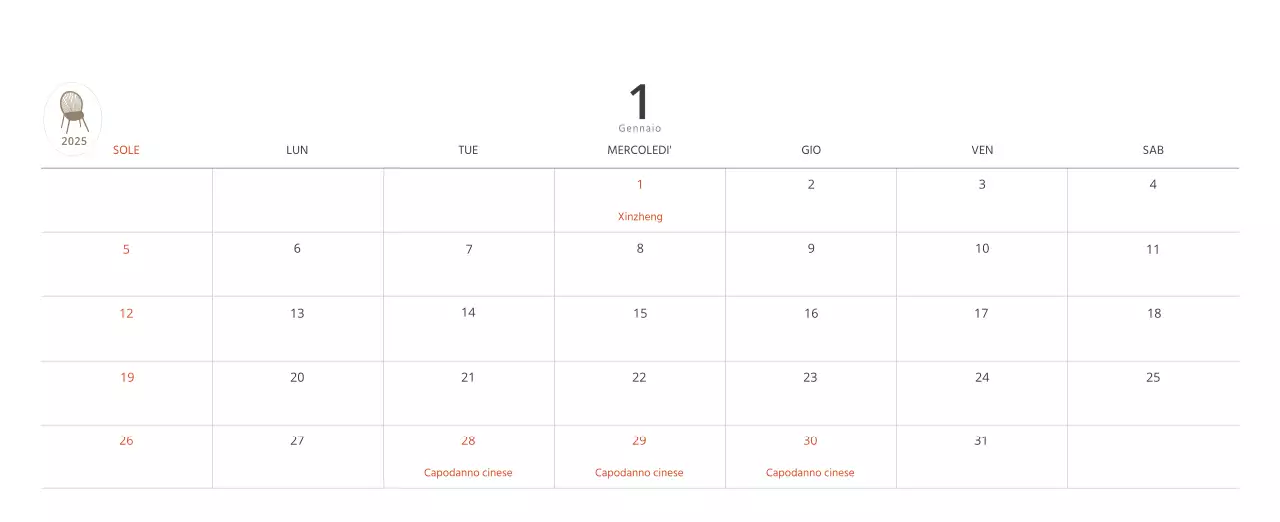 Calendario interno minimalista beige