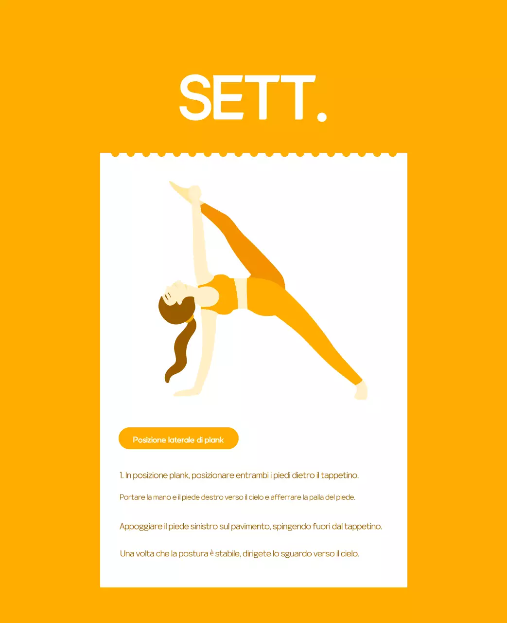 Calendario promozionale arancione dello yoga minimalista