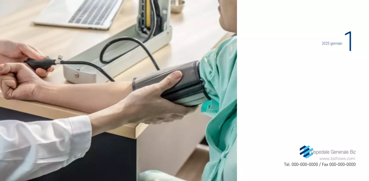 Calendario promozionale dell'ospedale semplice, bianco e blu