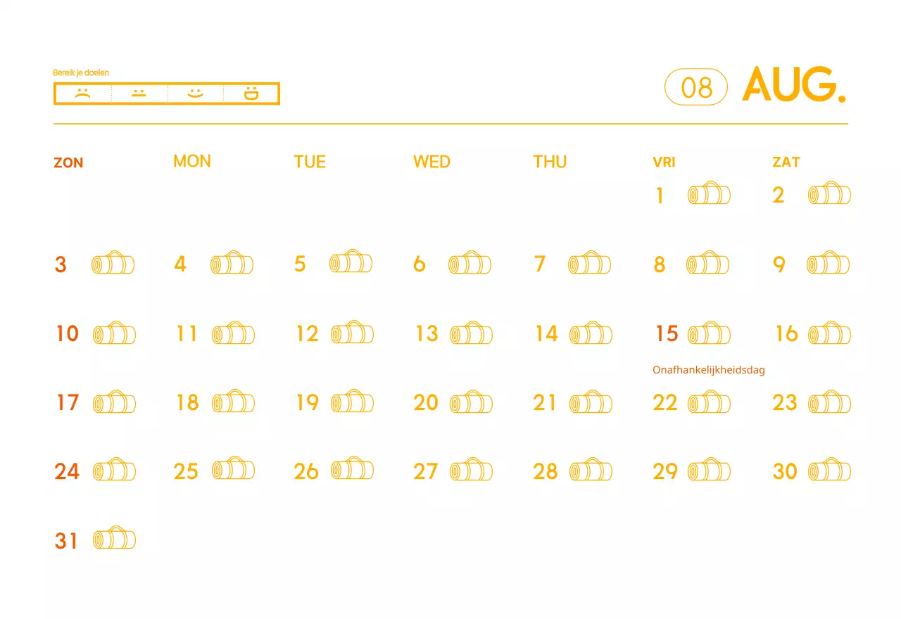 Oranje Minimalistische Yoga Promotiekalender