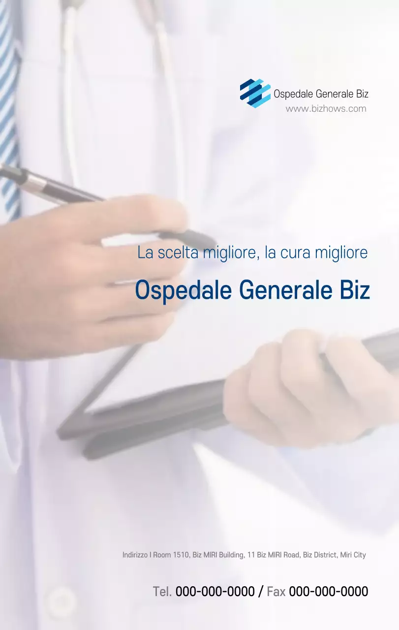 Calendario promozionale dell'ospedale semplice, bianco e blu