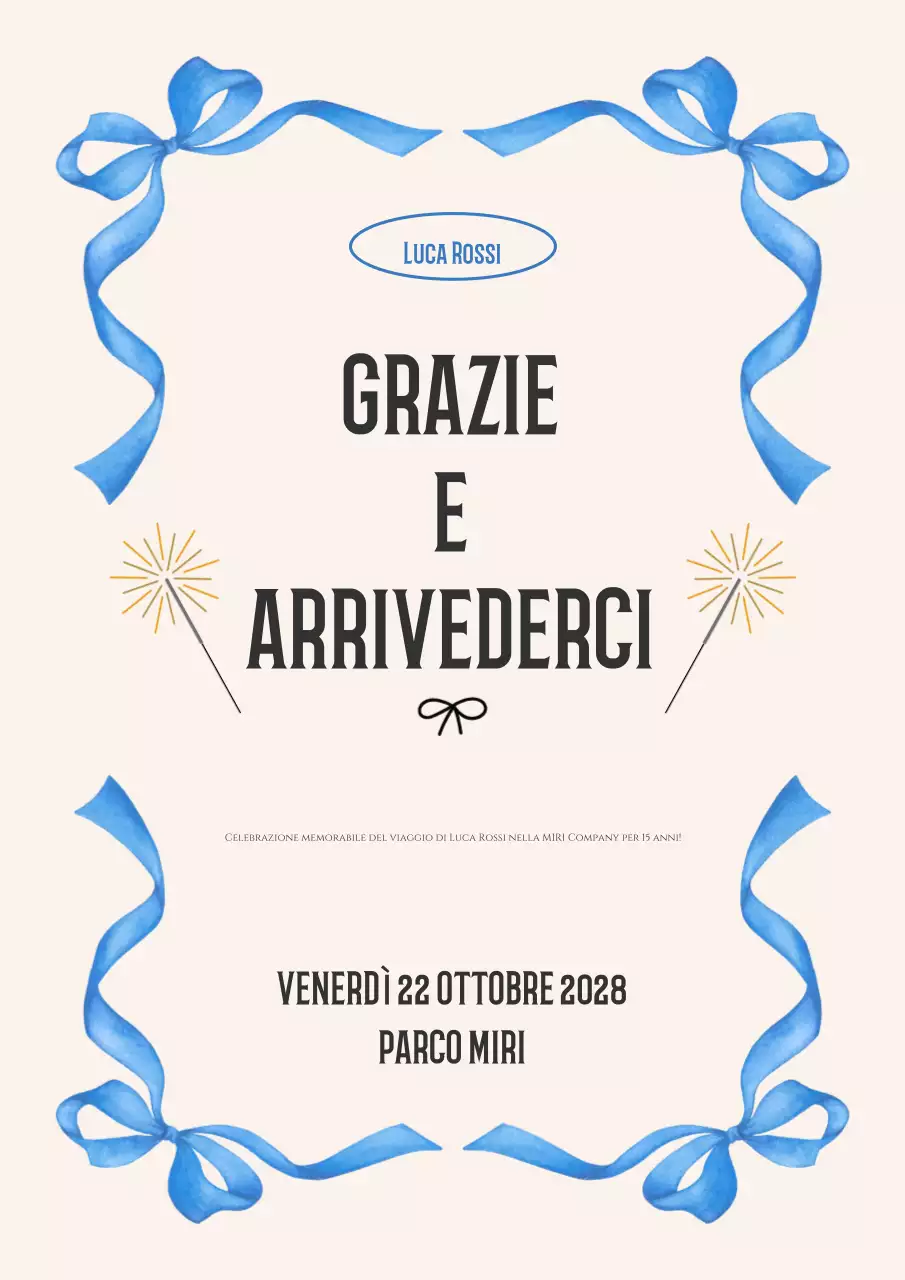 informazioni sulla festa di addio elegante blu
