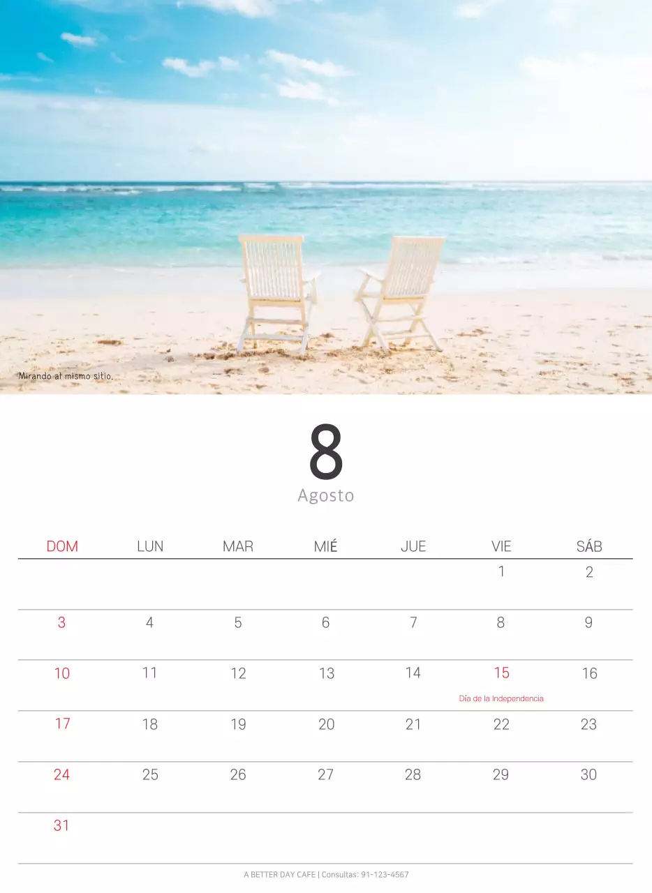 Calendario blanco de naturaleza botánica limpia