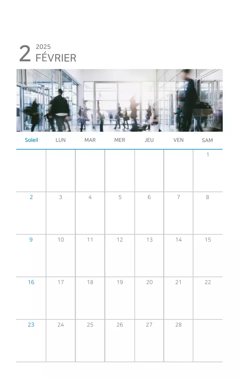 Calendrier moderne bleu Promotions d'entreprise