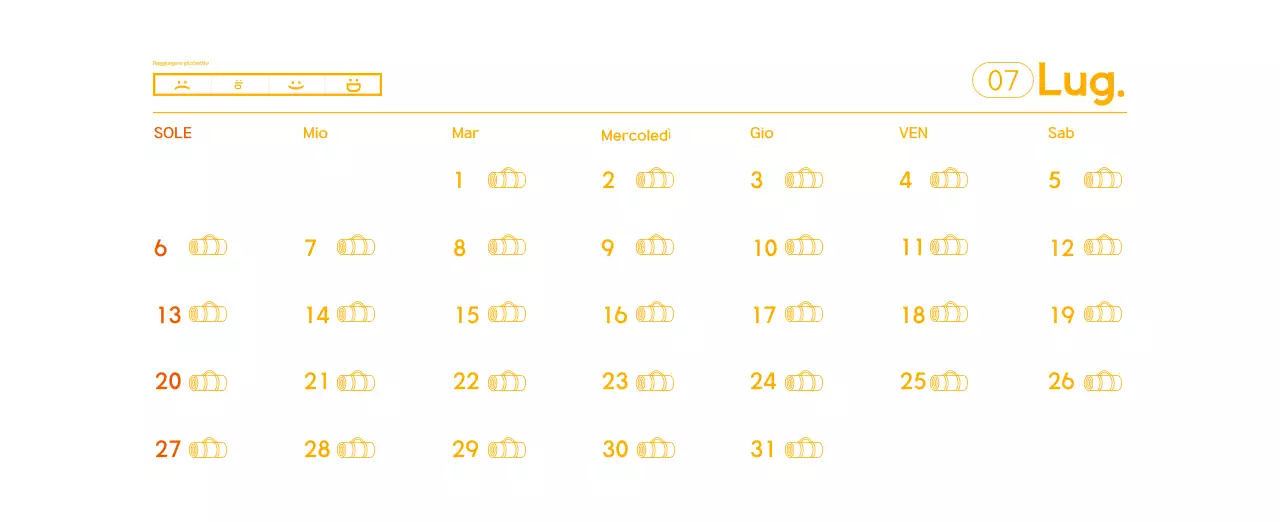 Calendario promozionale arancione dello yoga minimalista