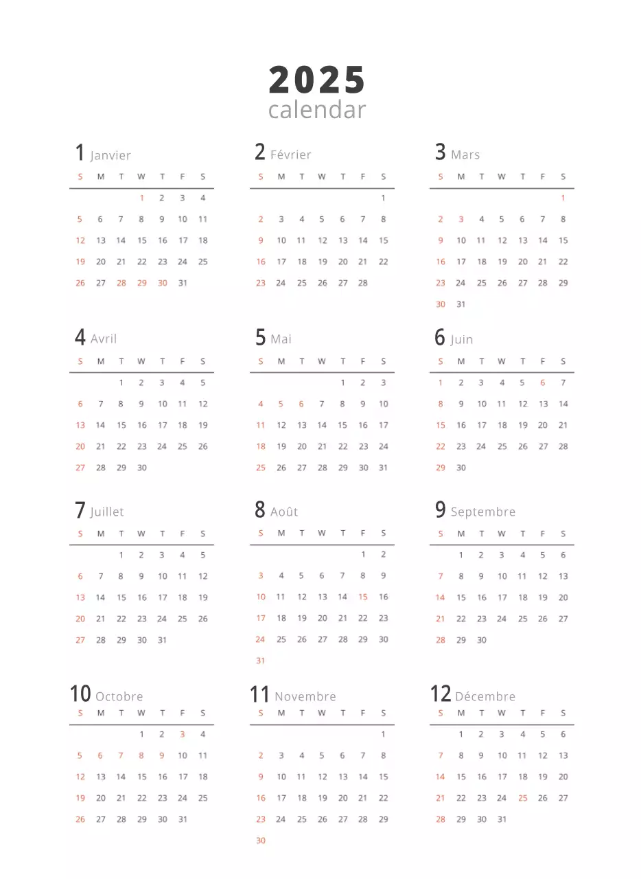 Calendrier intérieur minimaliste beige