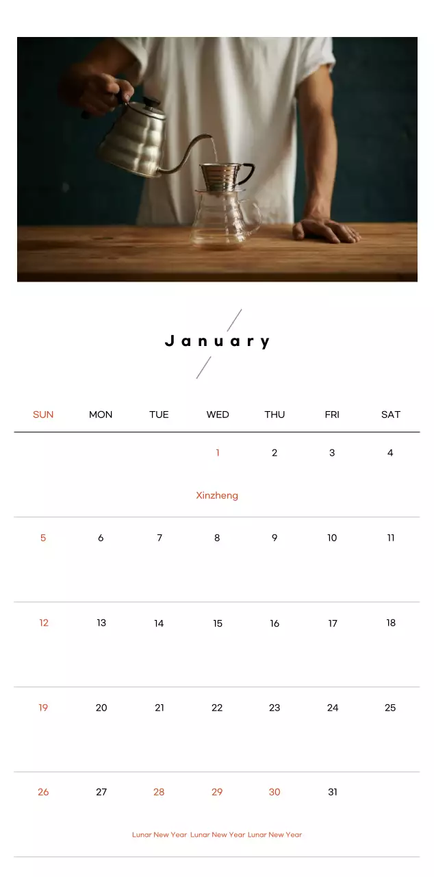 Minimalist coffee calendar