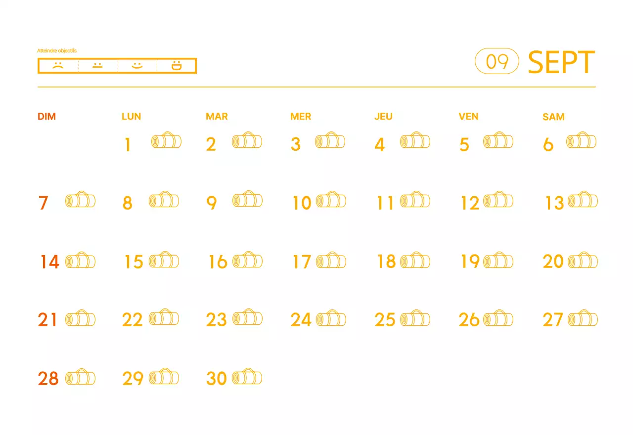 Calendrier promotionnel de yoga minimaliste orange