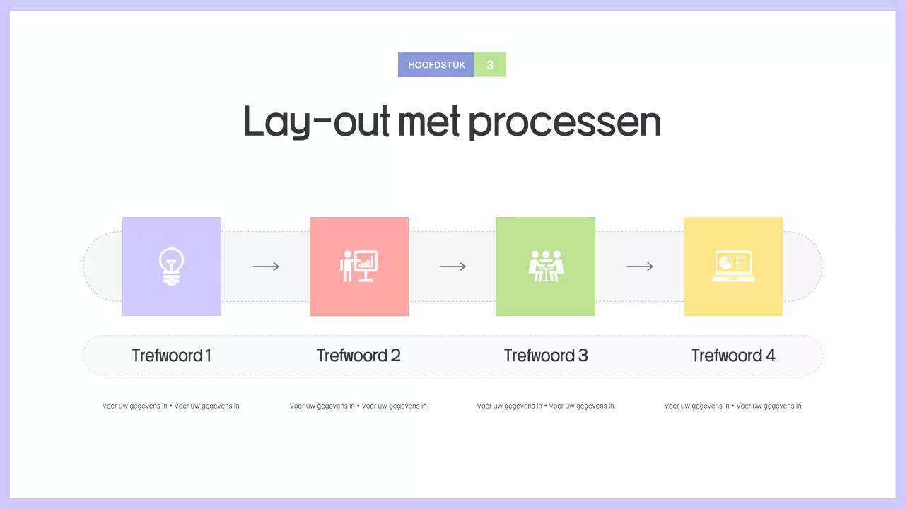 Prospectus met eenvoudige vormen in paars en grijs