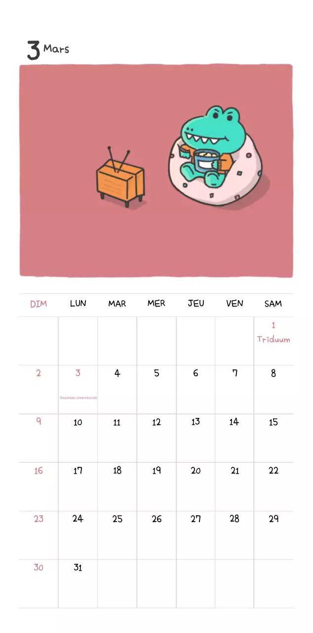 Un calendrier avec un concept d'illustration Ago mignon