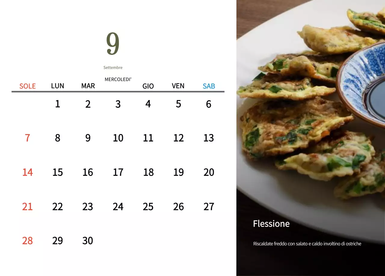 Calendario alimentare tradizionale beige