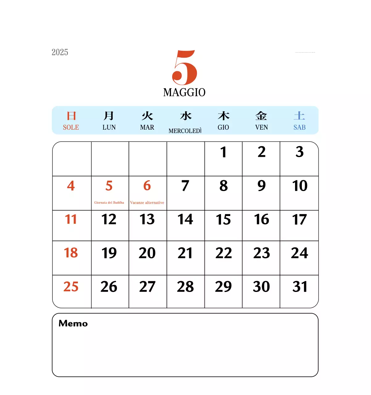 Calendario della memoria di concezione retrò in rosso