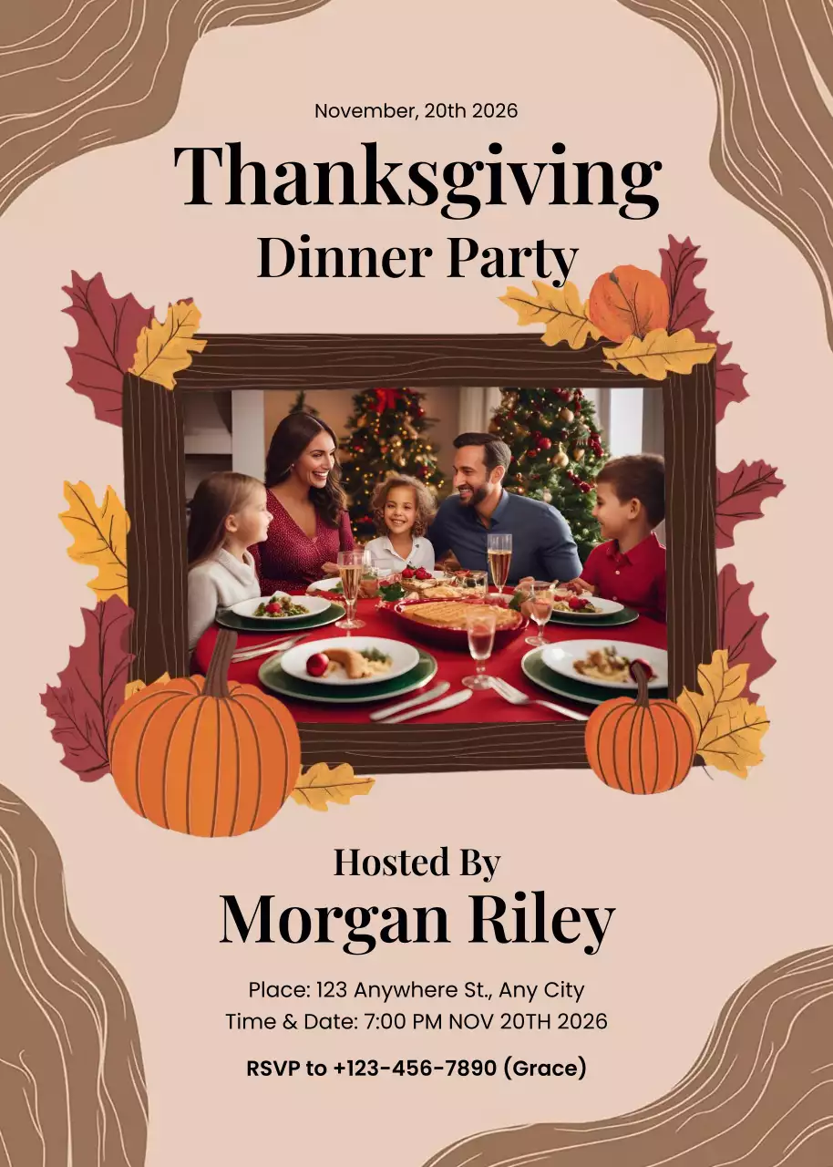 Beige Traditional Thanksgiving Invitation Poster