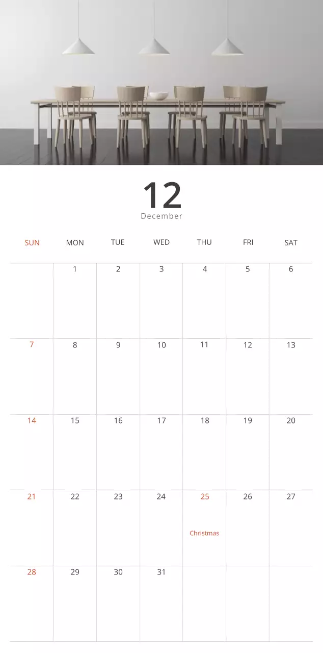 Beige Minimalist Interior Calendar