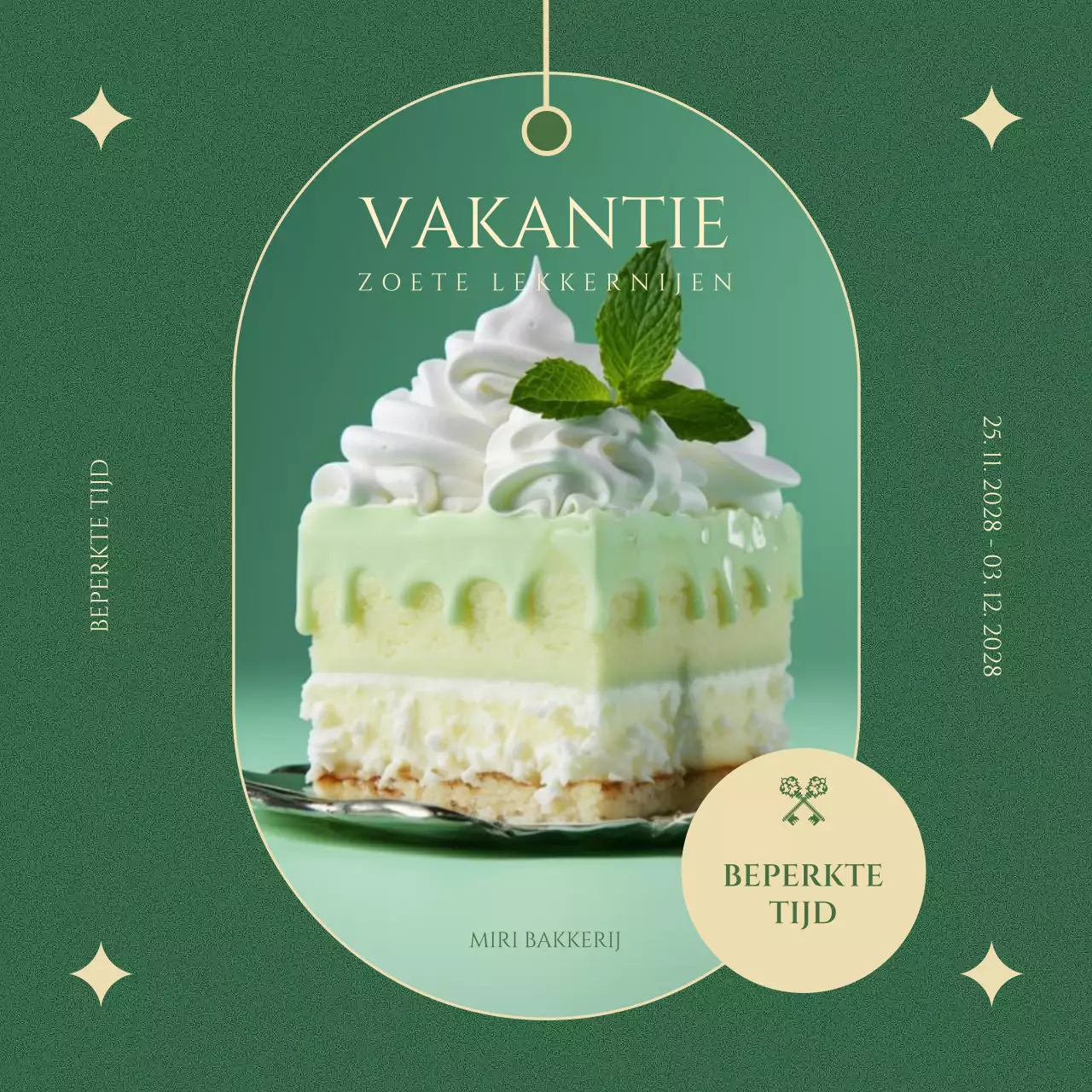 groene klassieke vakantie taart menu