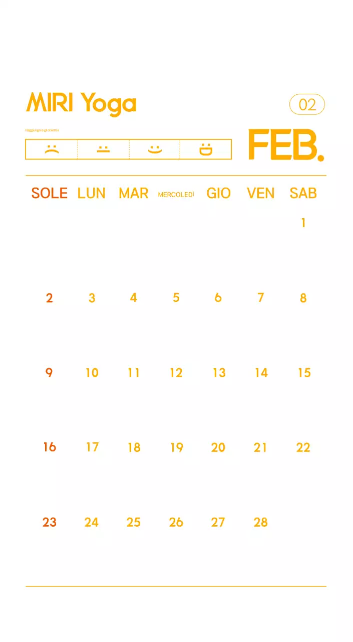 Calendario promozionale arancione dello yoga minimalista