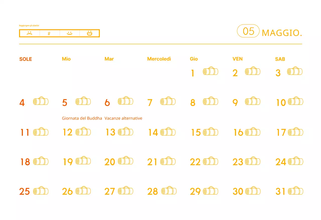 Calendario promozionale arancione dello yoga minimalista