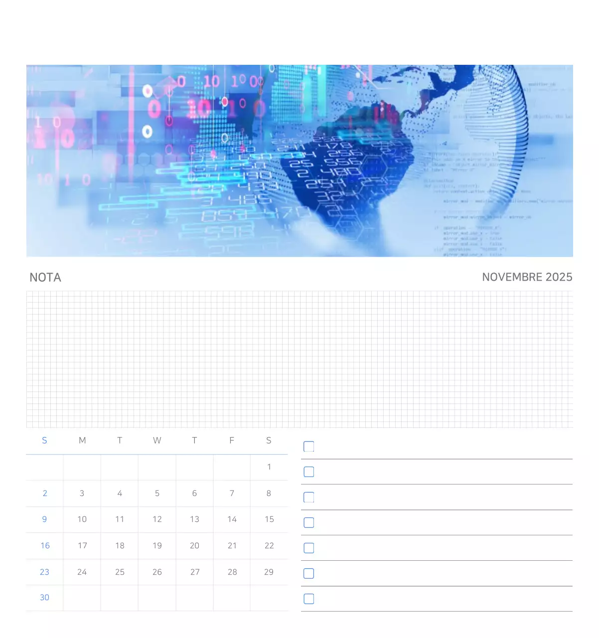 Calendario aziendale minimalista blu