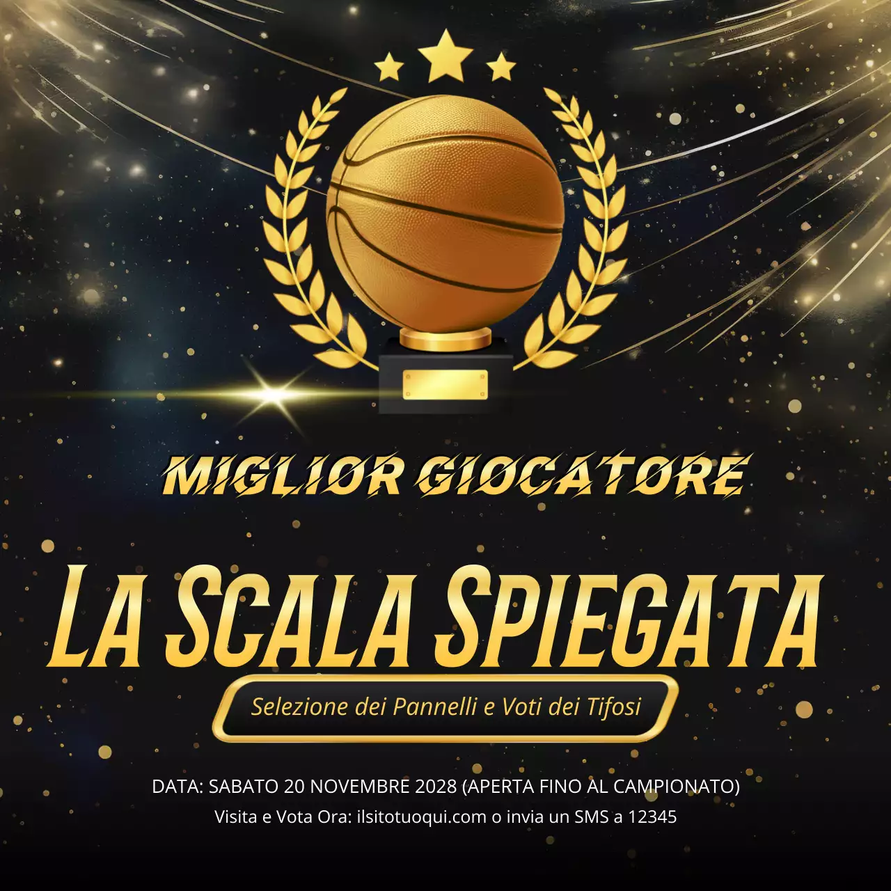 annuncio sportivo moderno in oro