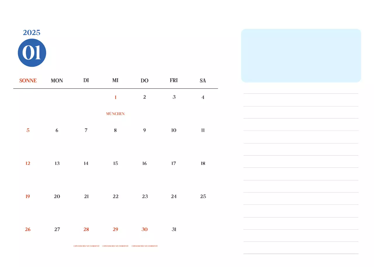 Blauer moderner Krankenhauskalender