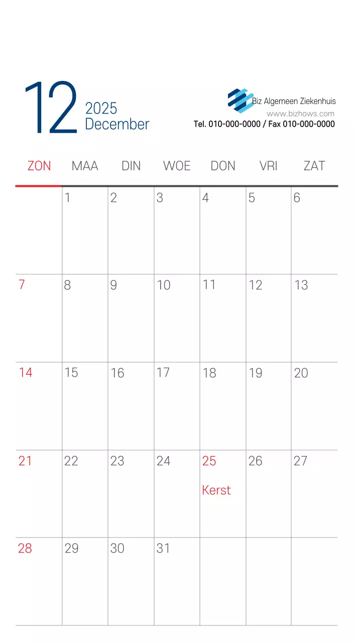 Navy Witte Eenvoudige Ziekenhuis Promotiekalender