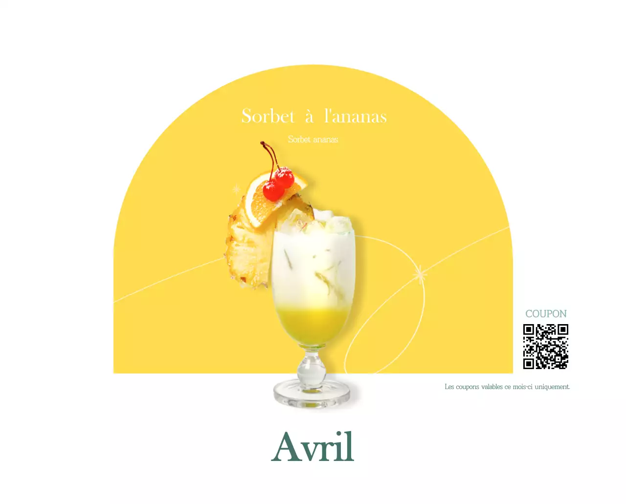 Un calendrier moderne pour les cafés avec des recommandations sur la boisson du mois.